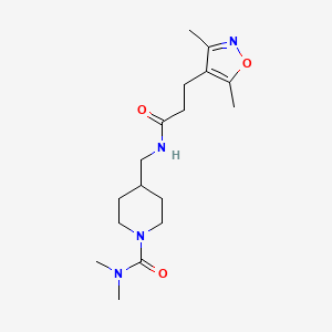 molecular formula C17H28N4O3 B6424597 4-{[3-(3,5-dimethyl-1,2-oxazol-4-yl)propanamido]methyl}-N,N-dimethylpiperidine-1-carboxamide CAS No. 2034459-22-6