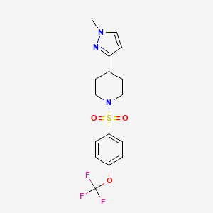 molecular formula C16H18F3N3O3S B6424696 4-(1-methyl-1H-pyrazol-3-yl)-1-[4-(trifluoromethoxy)benzenesulfonyl]piperidine CAS No. 2034459-94-2