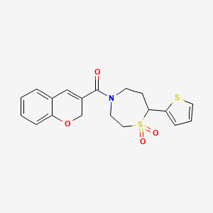 molecular formula C19H19NO4S2 B6424723 4-(2H-chromene-3-carbonyl)-7-(thiophen-2-yl)-1lambda6,4-thiazepane-1,1-dione CAS No. 2034422-01-8