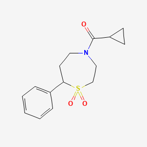 molecular formula C15H19NO3S B6424730 4-cyclopropanecarbonyl-7-phenyl-1lambda6,4-thiazepane-1,1-dione CAS No. 2034334-59-1