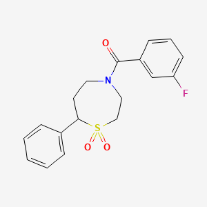 molecular formula C18H18FNO3S B6424733 4-(3-fluorobenzoyl)-7-phenyl-1lambda6,4-thiazepane-1,1-dione CAS No. 2034461-25-9