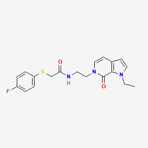 N-(2-{1-ethyl-7-oxo-1H,6H,7H-pyrrolo[2,3-c]pyridin-6-yl}ethyl)-2-[(4-fluorophenyl)sulfanyl]acetamide