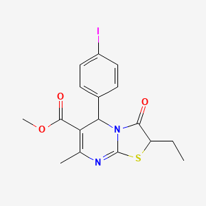 molecular formula C17H17IN2O3S B6424763 methyl 2-ethyl-5-(4-iodophenyl)-7-methyl-3-oxo-2H,3H,5H-[1,3]thiazolo[3,2-a]pyrimidine-6-carboxylate CAS No. 618080-10-7