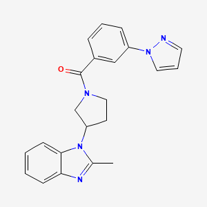 molecular formula C22H21N5O B6424789 2-methyl-1-{1-[3-(1H-pyrazol-1-yl)benzoyl]pyrrolidin-3-yl}-1H-1,3-benzodiazole CAS No. 2034421-81-1