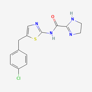 molecular formula C14H13ClN4OS B6424795 N-{5-[(4-chlorophenyl)methyl]-1,3-thiazol-2-yl}-4,5-dihydro-1H-imidazole-2-carboxamide CAS No. 924846-89-9