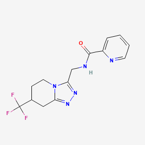 molecular formula C14H14F3N5O B6424830 N-{[7-(trifluoromethyl)-5H,6H,7H,8H-[1,2,4]triazolo[4,3-a]pyridin-3-yl]methyl}pyridine-2-carboxamide CAS No. 2034557-15-6