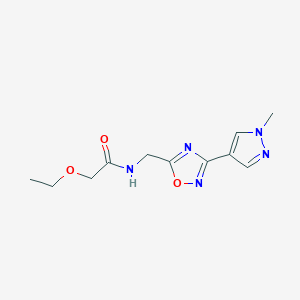 molecular formula C11H15N5O3 B6424840 2-ethoxy-N-{[3-(1-methyl-1H-pyrazol-4-yl)-1,2,4-oxadiazol-5-yl]methyl}acetamide CAS No. 2034383-77-0