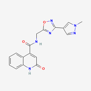 molecular formula C17H14N6O3 B6424845 2-hydroxy-N-{[3-(1-methyl-1H-pyrazol-4-yl)-1,2,4-oxadiazol-5-yl]methyl}quinoline-4-carboxamide CAS No. 2034533-70-3