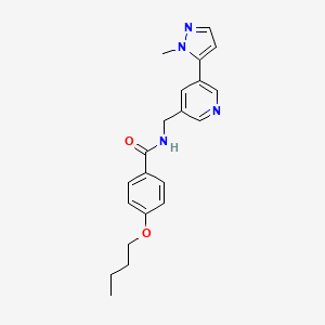 molecular formula C21H24N4O2 B6424888 4-butoxy-N-{[5-(1-methyl-1H-pyrazol-5-yl)pyridin-3-yl]methyl}benzamide CAS No. 2034225-65-3
