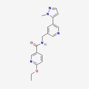 molecular formula C18H19N5O2 B6424896 6-ethoxy-N-{[5-(1-methyl-1H-pyrazol-5-yl)pyridin-3-yl]methyl}pyridine-3-carboxamide CAS No. 2034559-96-9