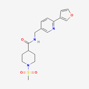 molecular formula C17H21N3O4S B6424902 N-{[6-(furan-3-yl)pyridin-3-yl]methyl}-1-methanesulfonylpiperidine-4-carboxamide CAS No. 2034464-43-0