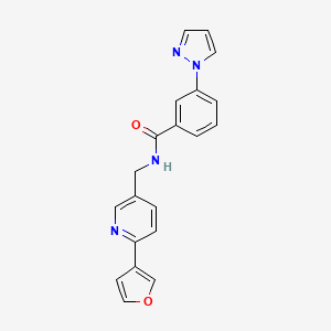 molecular formula C20H16N4O2 B6424911 N-{[6-(furan-3-yl)pyridin-3-yl]methyl}-3-(1H-pyrazol-1-yl)benzamide CAS No. 2034561-28-7