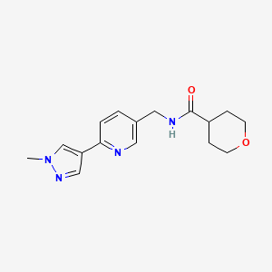 N-{[6-(1-methyl-1H-pyrazol-4-yl)pyridin-3-yl]methyl}oxane-4-carboxamide