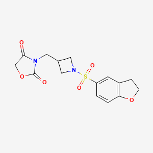 molecular formula C15H16N2O6S B6424937 3-{[1-(2,3-dihydro-1-benzofuran-5-sulfonyl)azetidin-3-yl]methyl}-1,3-oxazolidine-2,4-dione CAS No. 2034464-02-1
