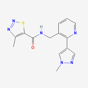 molecular formula C14H14N6OS B6424955 4-methyl-N-{[2-(1-methyl-1H-pyrazol-4-yl)pyridin-3-yl]methyl}-1,2,3-thiadiazole-5-carboxamide CAS No. 2034610-05-2