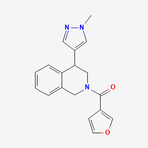 molecular formula C18H17N3O2 B6424984 2-(furan-3-carbonyl)-4-(1-methyl-1H-pyrazol-4-yl)-1,2,3,4-tetrahydroisoquinoline CAS No. 2034566-60-2