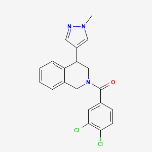 molecular formula C20H17Cl2N3O B6424987 2-(3,4-dichlorobenzoyl)-4-(1-methyl-1H-pyrazol-4-yl)-1,2,3,4-tetrahydroisoquinoline CAS No. 2034566-57-7