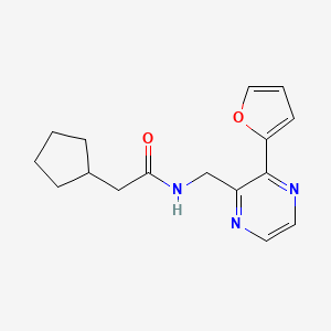 molecular formula C16H19N3O2 B6425001 2-cyclopentyl-N-{[3-(furan-2-yl)pyrazin-2-yl]methyl}acetamide CAS No. 2034463-44-8