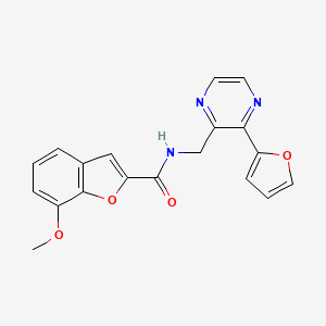 molecular formula C19H15N3O4 B6425004 N-{[3-(furan-2-yl)pyrazin-2-yl]methyl}-7-methoxy-1-benzofuran-2-carboxamide CAS No. 2034427-75-1