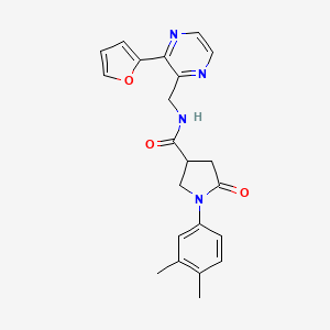 molecular formula C22H22N4O3 B6425007 1-(3,4-dimethylphenyl)-N-{[3-(furan-2-yl)pyrazin-2-yl]methyl}-5-oxopyrrolidine-3-carboxamide CAS No. 2034370-16-4