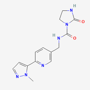 molecular formula C14H16N6O2 B6425069 N-{[6-(1-methyl-1H-pyrazol-5-yl)pyridin-3-yl]methyl}-2-oxoimidazolidine-1-carboxamide CAS No. 2034229-46-2