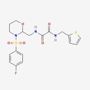 molecular formula C18H20FN3O5S2 B6425118 N'-{[3-(4-fluorobenzenesulfonyl)-1,3-oxazinan-2-yl]methyl}-N-[(thiophen-2-yl)methyl]ethanediamide CAS No. 872880-97-2