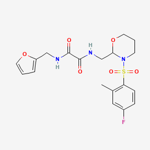 molecular formula C19H22FN3O6S B6425126 N'-{[3-(4-fluoro-2-methylbenzenesulfonyl)-1,3-oxazinan-2-yl]methyl}-N-[(furan-2-yl)methyl]ethanediamide CAS No. 872724-02-2