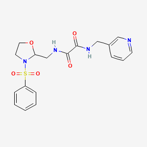 molecular formula C18H20N4O5S B6425146 N-{[3-(benzenesulfonyl)-1,3-oxazolidin-2-yl]methyl}-N'-[(pyridin-3-yl)methyl]ethanediamide CAS No. 868981-72-0