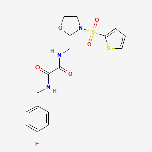 molecular formula C17H18FN3O5S2 B6425154 N'-[(4-fluorophenyl)methyl]-N-{[3-(thiophene-2-sulfonyl)-1,3-oxazolidin-2-yl]methyl}ethanediamide CAS No. 874804-72-5