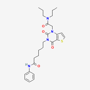 molecular formula C26H34N4O4S B6425172 6-{1-[(dipropylcarbamoyl)methyl]-2,4-dioxo-1H,2H,3H,4H-thieno[3,2-d]pyrimidin-3-yl}-N-phenylhexanamide CAS No. 866013-47-0