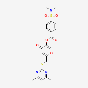 molecular formula C21H21N3O6S2 B6425178 6-{[(4,6-dimethylpyrimidin-2-yl)sulfanyl]methyl}-4-oxo-4H-pyran-3-yl 4-(dimethylsulfamoyl)benzoate CAS No. 877637-65-5