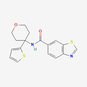 molecular formula C17H16N2O2S2 B6425189 N-[4-(thiophen-2-yl)oxan-4-yl]-1,3-benzothiazole-6-carboxamide CAS No. 2034538-28-6