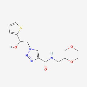 molecular formula C14H18N4O4S B6425199 N-[(1,4-dioxan-2-yl)methyl]-1-[2-hydroxy-2-(thiophen-2-yl)ethyl]-1H-1,2,3-triazole-4-carboxamide CAS No. 2034393-04-7