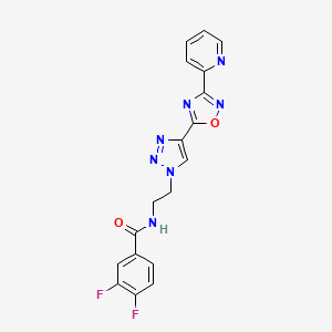 molecular formula C18H13F2N7O2 B6425207 3,4-difluoro-N-(2-{4-[3-(pyridin-2-yl)-1,2,4-oxadiazol-5-yl]-1H-1,2,3-triazol-1-yl}ethyl)benzamide CAS No. 2034600-83-2