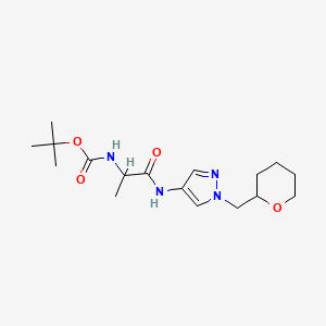 molecular formula C17H28N4O4 B6425279 tert-butyl N-[1-({1-[(oxan-2-yl)methyl]-1H-pyrazol-4-yl}carbamoyl)ethyl]carbamate CAS No. 2034202-44-1