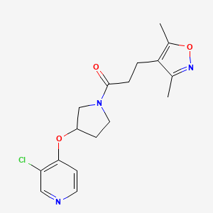 molecular formula C17H20ClN3O3 B6425312 1-{3-[(3-chloropyridin-4-yl)oxy]pyrrolidin-1-yl}-3-(3,5-dimethyl-1,2-oxazol-4-yl)propan-1-one CAS No. 2034575-70-5