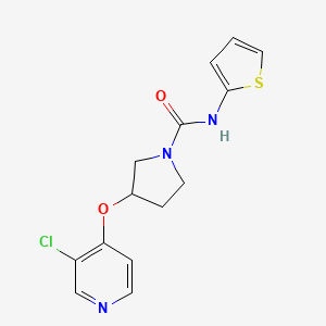 molecular formula C14H14ClN3O2S B6425325 3-[(3-chloropyridin-4-yl)oxy]-N-(thiophen-2-yl)pyrrolidine-1-carboxamide CAS No. 2034576-44-6