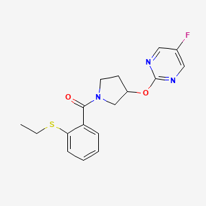 molecular formula C17H18FN3O2S B6425328 2-({1-[2-(ethylsulfanyl)benzoyl]pyrrolidin-3-yl}oxy)-5-fluoropyrimidine CAS No. 2034389-16-5