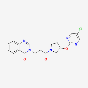 molecular formula C19H18ClN5O3 B6425338 3-(3-{3-[(5-chloropyrimidin-2-yl)oxy]pyrrolidin-1-yl}-3-oxopropyl)-3,4-dihydroquinazolin-4-one CAS No. 2034250-42-3