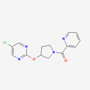 molecular formula C14H13ClN4O2 B6425347 5-chloro-2-{[1-(pyridine-2-carbonyl)pyrrolidin-3-yl]oxy}pyrimidine CAS No. 2034495-26-4