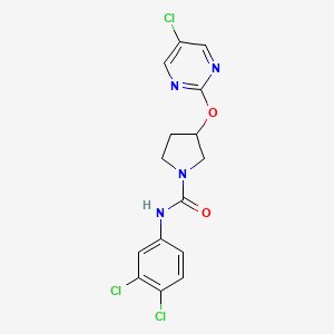 molecular formula C15H13Cl3N4O2 B6425355 3-[(5-chloropyrimidin-2-yl)oxy]-N-(3,4-dichlorophenyl)pyrrolidine-1-carboxamide CAS No. 2034364-26-4