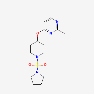 molecular formula C15H24N4O3S B6425361 2,4-dimethyl-6-{[1-(pyrrolidine-1-sulfonyl)piperidin-4-yl]oxy}pyrimidine CAS No. 2034498-61-6