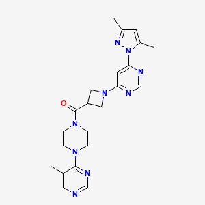 molecular formula C22H27N9O B6425401 4-(3,5-dimethyl-1H-pyrazol-1-yl)-6-{3-[4-(5-methylpyrimidin-4-yl)piperazine-1-carbonyl]azetidin-1-yl}pyrimidine CAS No. 2034362-30-4