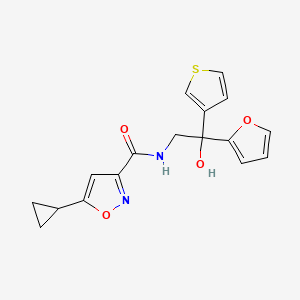 molecular formula C17H16N2O4S B6425404 5-cyclopropyl-N-[2-(furan-2-yl)-2-hydroxy-2-(thiophen-3-yl)ethyl]-1,2-oxazole-3-carboxamide CAS No. 2034260-99-4