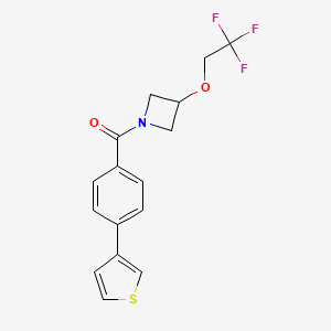 molecular formula C16H14F3NO2S B6425443 1-[4-(thiophen-3-yl)benzoyl]-3-(2,2,2-trifluoroethoxy)azetidine CAS No. 2034344-32-4