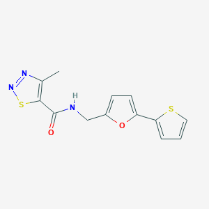 molecular formula C13H11N3O2S2 B6425474 4-methyl-N-{[5-(thiophen-2-yl)furan-2-yl]methyl}-1,2,3-thiadiazole-5-carboxamide CAS No. 2034403-40-0