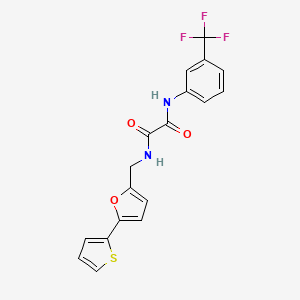 molecular formula C18H13F3N2O3S B6425480 N-{[5-(thiophen-2-yl)furan-2-yl]methyl}-N'-[3-(trifluoromethyl)phenyl]ethanediamide CAS No. 2034250-20-7