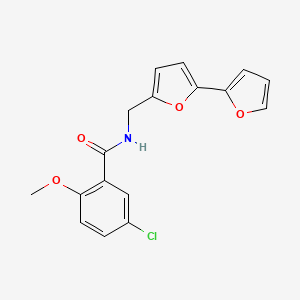 molecular formula C17H14ClNO4 B6425488 N-({[2,2'-bifuran]-5-yl}methyl)-5-chloro-2-methoxybenzamide CAS No. 2034594-30-2