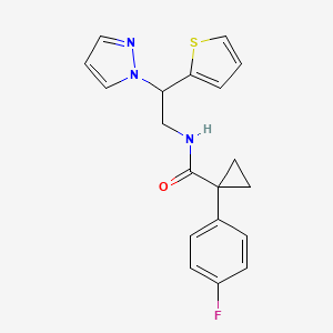 molecular formula C19H18FN3OS B6425527 1-(4-fluorophenyl)-N-[2-(1H-pyrazol-1-yl)-2-(thiophen-2-yl)ethyl]cyclopropane-1-carboxamide CAS No. 2034344-63-1