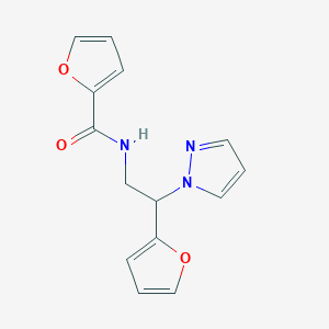 molecular formula C14H13N3O3 B6425529 N-[2-(furan-2-yl)-2-(1H-pyrazol-1-yl)ethyl]furan-2-carboxamide CAS No. 2034438-27-0